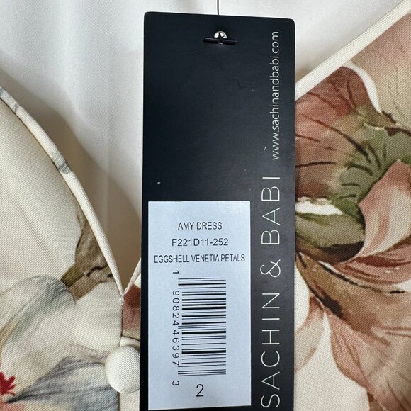 NWT SACHIN + BABI AMY Dress in Eggshell Venetia Petals Floral Satin Maxi Long 12 - Picture 12 of 14